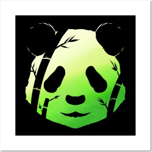 Bamboo And Cute Panda Bear Head - The Panda Posters and Art